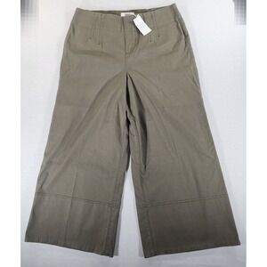 Spanx Supersmooth Stretch Twill Wide Leg Pant Womens XL Petite Tuscan Olive Crop